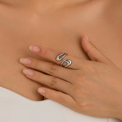 Geometric Ring, niche open mouth ring, index finger ring, lava metal wind curved ring