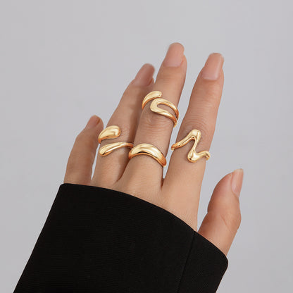 Geometric Ring, niche open mouth ring, index finger ring, lava metal wind curved ring