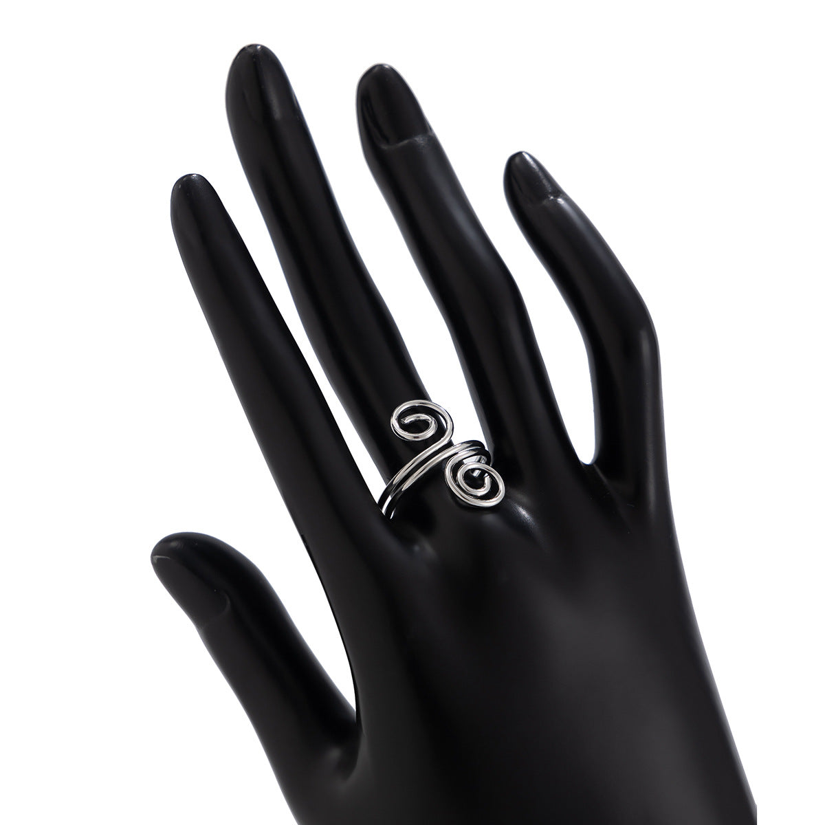 Simple winding thread opening ring for women, versatile geometric coil gold hoop ring