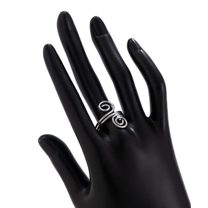 Simple winding thread opening ring for women, versatile geometric coil gold hoop ring